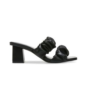 BAR III Womens Black Ruched Straps Padded Careena Square Toe Sandal. NWT. Size 7